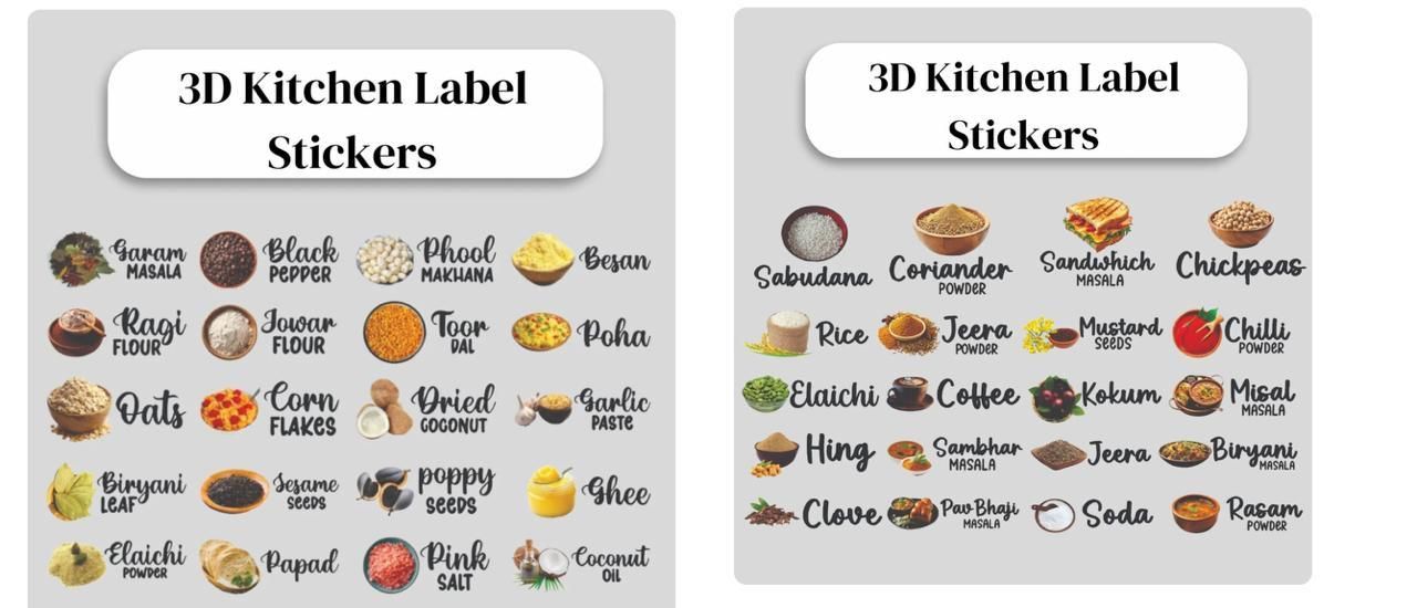 Spice Jar Labels – Pack of 60 Waterproof Stickers